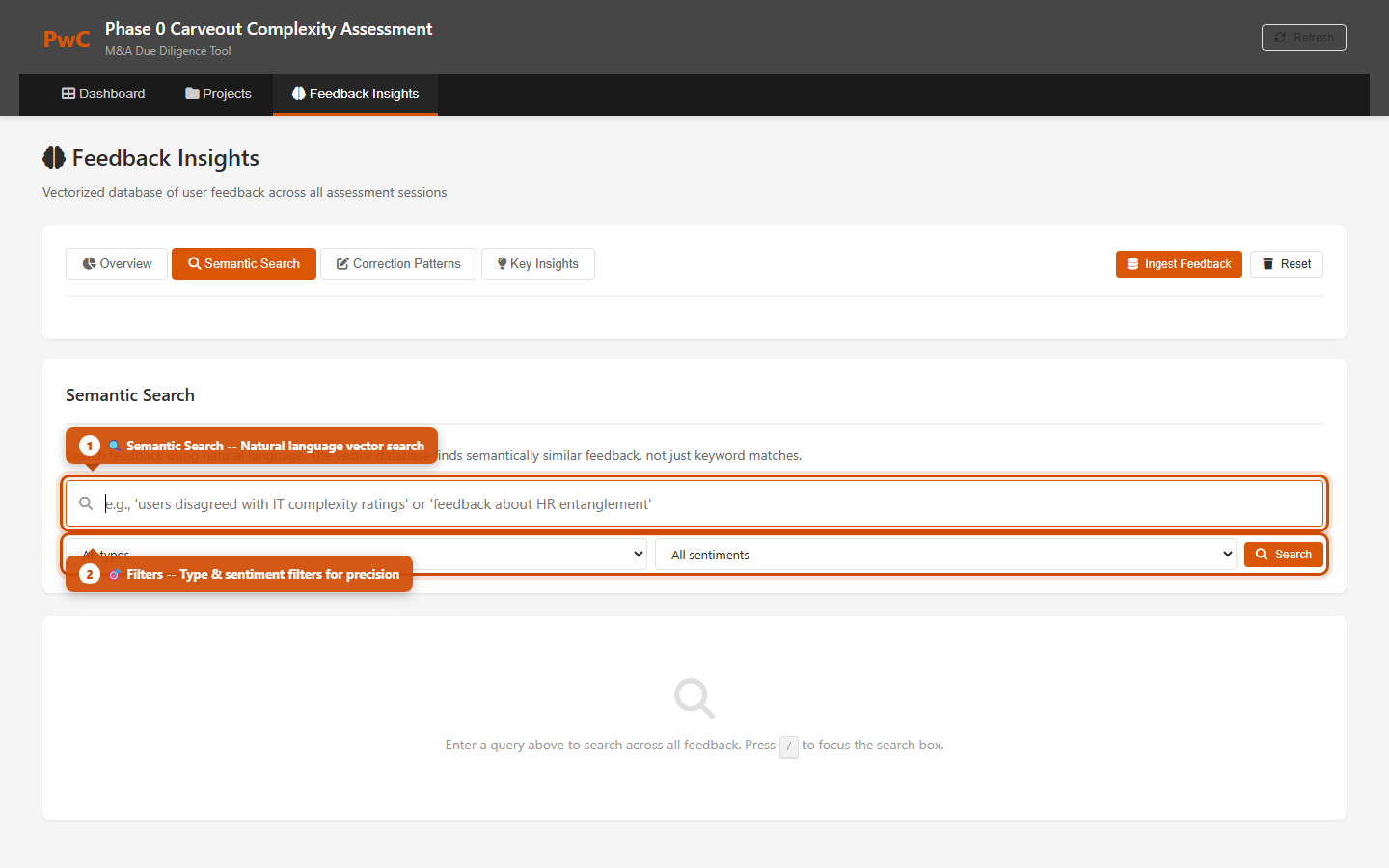 Feedback insights semantic search